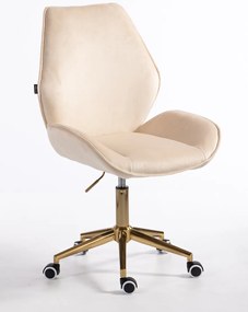 HR350K Scaun Crem din Catifea Bază Aurie