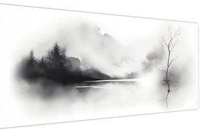 Tablou - pictură cu cerneală de peisaj (120x50 cm)