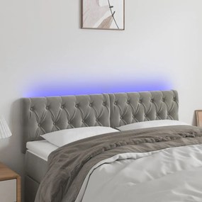 Tablie de pat cu LED, gri deschis, 160x7x78 88 cm, catifea 1, Gri deschis, 160 x 7 x 78 88 cm