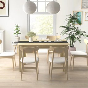 HOMCOM Masă de dining pentru 6 persoane din lemn aspect natur și negru, dim. 140L x 90l x 75H cm | Aosom Romania
