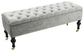 Bancuta Chesterfield gri catifea 124/40/41 cm