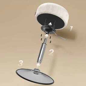 Scaun reglabil pe înălțime AURA pentru măsuța de toaletă, Ø35cm, crem Vasagle