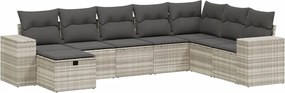 vidaXL Set mobilier de grădină cu perne, 8 piese gri deschis poliratan