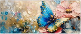 Tablou - Pictura de flori și fluturi (120x50 cm)