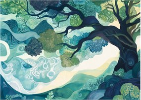 Tablou – Coroană verde a arborelui vieții (70x50 cm)