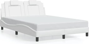 vidaXL Cadru de pat, Viana, fără saltea, alb, 140x200 cm, piele ecologică