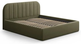 Pat matrimonial verde tapițat cu spațiu de depozitare cu somieră 180x200 cm Juno – Windsor &amp; Co Sofas