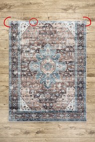 ANDRE 1826 covor lavabil Ornament, vintage anti-alunecare - maro si albastru - SECUNDAR-COTATI PRODUSUL