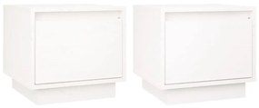 Noptiere, 2 buc., alb, 35x34x32 cm, lemn masiv de pin 2, Alb