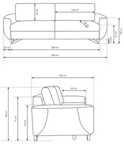 Canapea 3 locuri AVESTA, gri