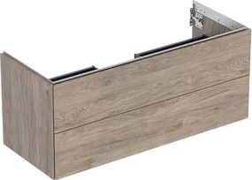 Dulap baza suspendat Geberit One nuc american Hickory 120 cm cu 2 sertare