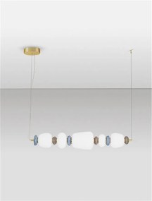 Lustra LED decorativa ceramic maro, albastru, alb, PALO