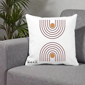 Perna Decorativa Geometric Boho Arc, 40x40 cm, Alba Mata, Husa Detasabila, Perna Inclusa, BEKZ®