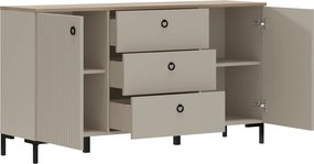 Comodă, gri-maroniu Taupe/stejar silverjack, DOMCA 2D3S