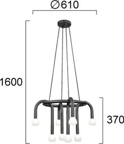Candelabru suspendat pe cablu DELORI 8xG9/28W/230V, negru
