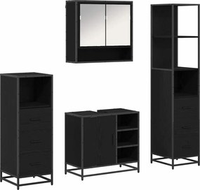 vidaXL Set de mobilier pentru baie 4 pcs Stejar Negru Lemn compozit