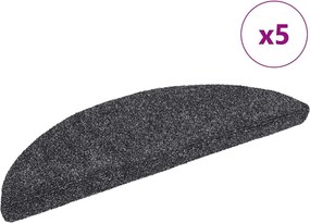 vidaXL Covorașe pentru scări autoadezive, 5 buc., 56x17x3 cm, gri închis, semirotunde