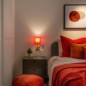 Lampă LED de perete Brilagi NUBILA WOOD 1xE27/25W/230V + LED/3W stejar/roșu