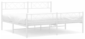 372349 vidaXL Cadru de pat metalic cu tăblie de cap/picioare, alb, 183x213 cm