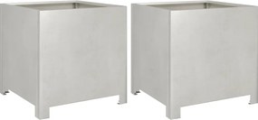 vidaXL Jardiniere grădină, 2 buc., 40x40x40 cm, oțel inoxidabil