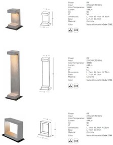Mini Stalp LED din beton pentru iluminat exterior IP54 Luna H-35cm
