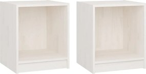 vidaXL Noptiere, 2 buc., alb, 35,5x33,5x41,5 cm, lemn masiv de pin