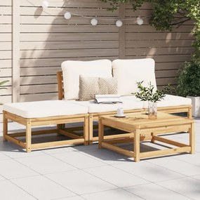 3214303 vidaXL Set mobilier de grădină cu perne, 4 piese, lemn masiv de acacia