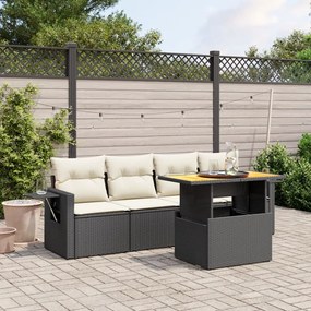 3271630 vidaXL Set mobilier de grădină cu perne, 5 piese, negru, poliratan