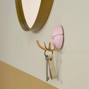 Cârlig roz deschis/auriu de montat pe perete din plastic Tick – Spinder Design