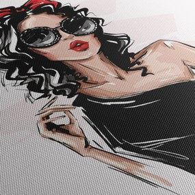 Tablou - Femeie de modă (cu ceas) (90x30 cm)