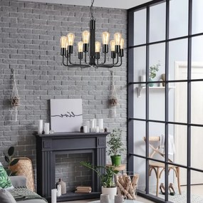 Candelabru cu lanț 10xE27/60W/230V, negru