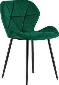 Scaun de masa MANGO VELVET cu picioare negre, verde inchis