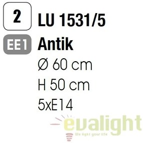 Candelabru design rustic cu 5 brate Vela LU 1531/5 Antik OR