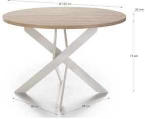 Masă de dining rotundă cu blat cu aspect de lemn de stejar ø 120 cm Ther – Marckeric