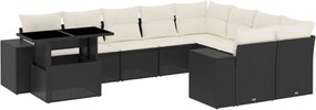 vidaXL Set canapele de grădină cu perne, 10 piese, negru, poliratan