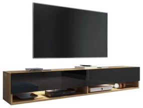 Expedo Comodă TV MENDES A 180, 180x30x32, wotan/negru lucios, fără iluminare LED