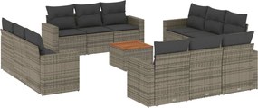 vidaXL Set mobilier de grădină cu perne, 13 piese, gri, poliratan