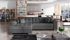 Coltar extensibil stanga 4 locuri, ELTAP, Sorento, 296x194x78 cm, lemn/poliester, gri inchis/gri