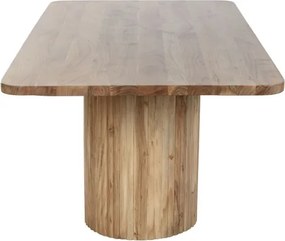 Masă dining din lemn de acacia, natur, 10 locuri, cu picior central, 76 x 200 x 100 cm, „Brindle”