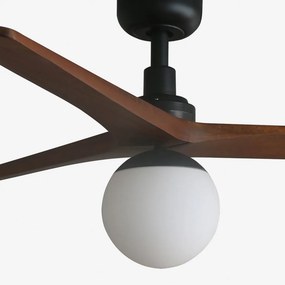 Lustra cu Ventilator smart sistem TUYA si telecomanda KLIM M 125cm, negru/ nuc