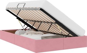 vidaXL Pat cu storage cu headboard Roz 120 x 200 cm Catifea