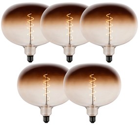 Set de 5 becuri LED E27 dimabile G220 maro 4,9W 130 lm 1800K