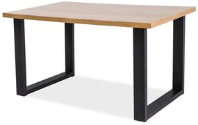 Masă de sufragerie 180 cm Una (stejar + negru) (pentru 8 și mai multe persoane). 1050928