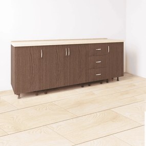 Set Corp Bucatarie L200 x H90 x A50cm, Culoare Wenge, Picioare Reglabile, Blat Termorezistent 2.8 cm