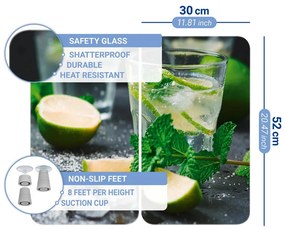 Set 2 protecții din sticlă pentru aragaz Wenko Mojitos, 52 x 30 cm