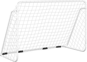 vidaXL Poartă de fotbal cu plasă, alb, 180x90x120 cm, oțel