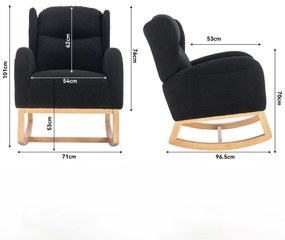 Scaun balansoar modern cu husă din material Teddy, Negru | Aosom Romania