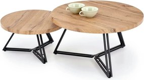 Set 2 masute cafea ANGER, stejar auriu/negru