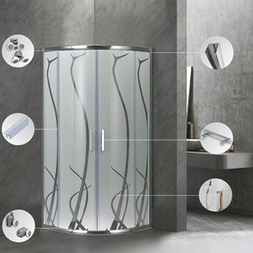Cabină de duș curbată Spirit BAMBOO 90x90x180cm, fără cădiță de duș