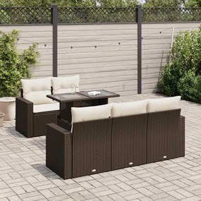 vidaXL Set canapele de grădină cu perne, 6 piese, maro, poliratan